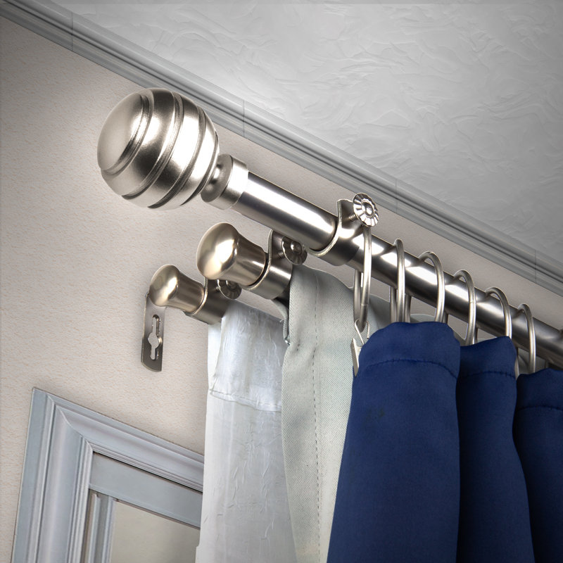 Ensemble de tringle à rideaux réglable 0,81 "Shel, Nickel satiné, 28" - 48"
