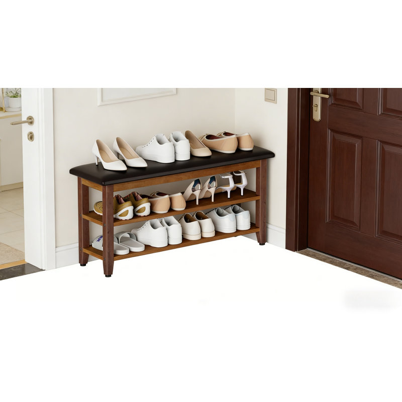 Premium Wooden Shoe Cabinet For Home, 18.2” H x 39.4” W x 11.8” D