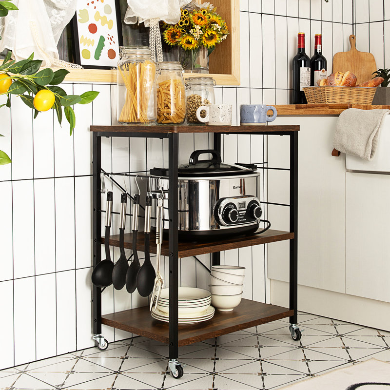 73cm H x 60cm W Utility Cart, Dark Brown Wood