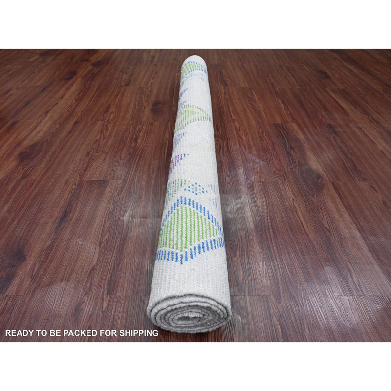 5'x8' White Hand Knotted Moroccan Weave Geometric Pattern Soft Wool Rug 06E7879E4FA443BF950987B967DC5336