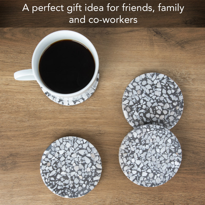 Stoneware Round 4 Piece Coaster Set