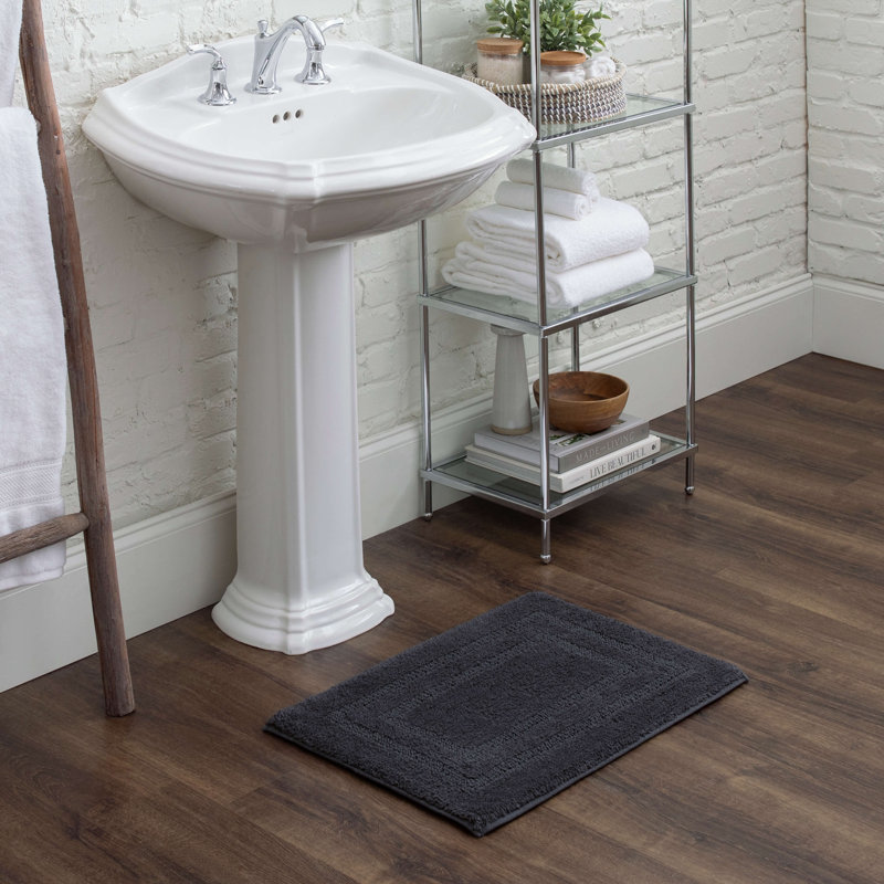 Kail Plush Stain/Fade Resistant Machine Washable Bath Mat, 21" W x 34" L, Charcoal