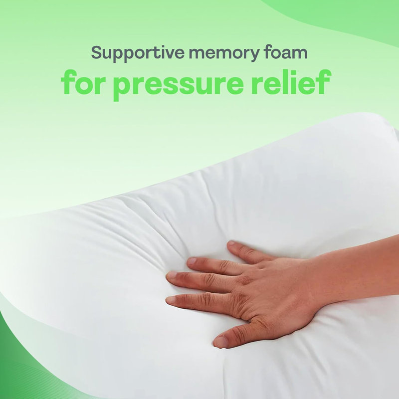 Rectangular Green Gel Memory Foam Cooling Pillow with Removable Cover