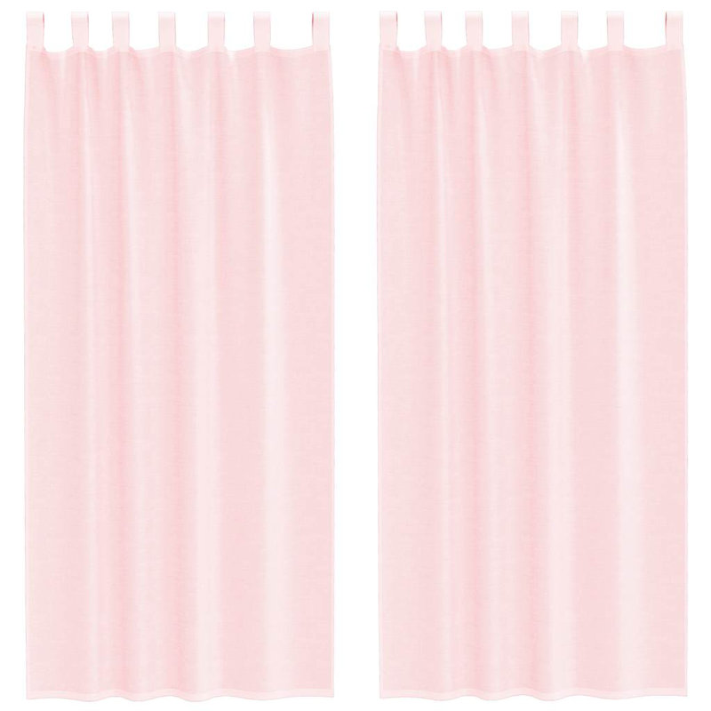 Voile Curtains With Tab Top 2 Pcs, Light Pink, 140cm Width x 245cm Drop