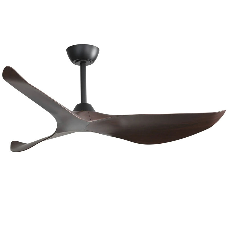 Ventilateur de plafond d'intérieur moderne de 52 pouces sans lumière avec moteur à courant continu réversible à 3 vitesses et 3 pales ABS pour la maison