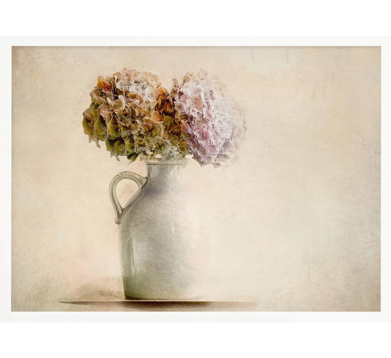 «Dry bouquet», art mural texturé encadré, Blanc, H 30 po x l 40 po