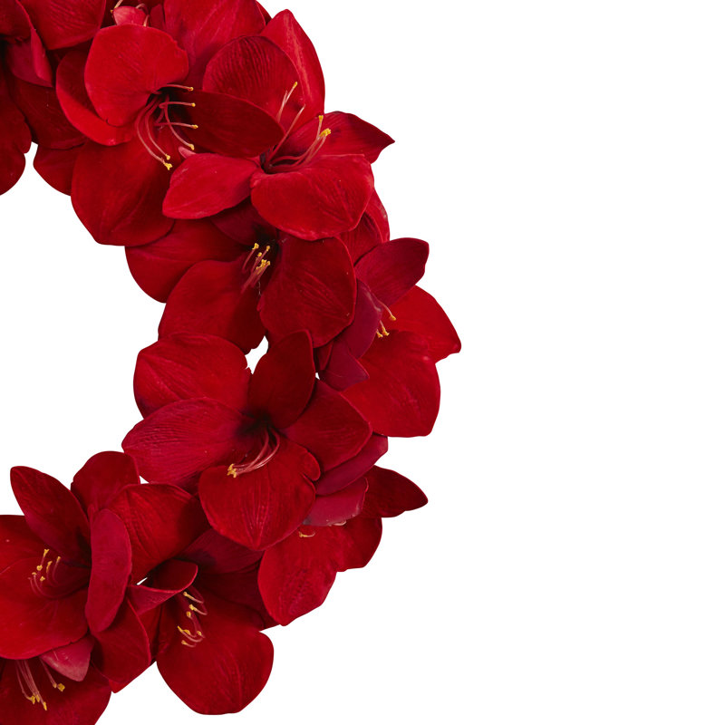 Faux Amaryllis Polyester 22'' Wreath