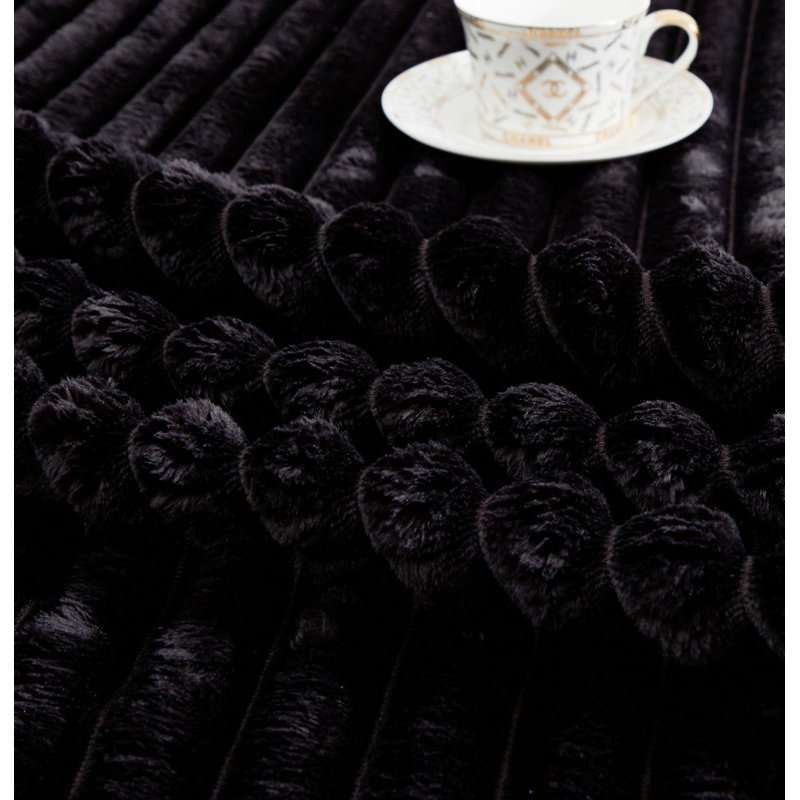 Luxury Soft Warm Ribbed Throw Faux Fur Blanket Sofa Bed Chair Fleece Small Large Machine Woven Throw Blanket, 200cm x 150cm 