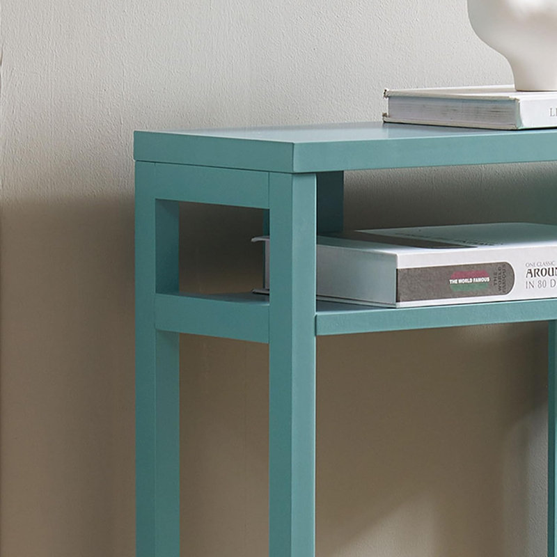 22 Inch Wide Narrow Console Table with 3-Tier Storage Shelves, Entryway Accent Table for Living Room or Hallway, Teal