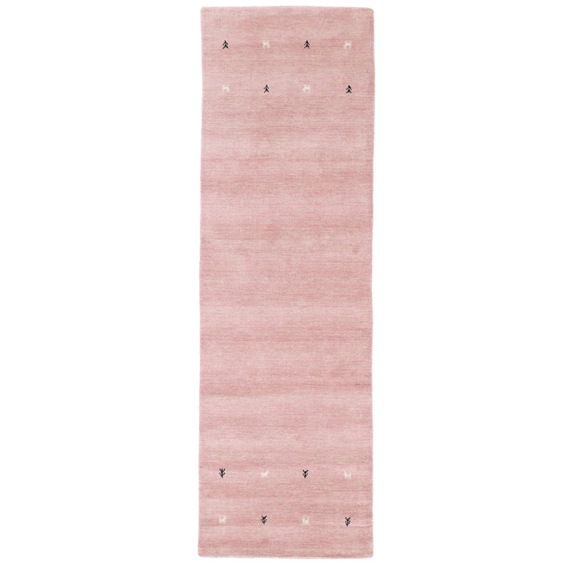 Handwoven Wool Gabbeh Uni Pink Rug, Runner 80 x 500cm