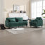Canapé en chenille de style Mid-Century moderne en tissu, canapé 2 places rembourré avec canapé moderne pour le salon, canapé avec pieds en bois brun pour la chambre à coucher, Chenille émeraude-132499996