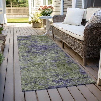 Machine Washable Indoor/Outdoor Christain ACN1360 Olive Rug