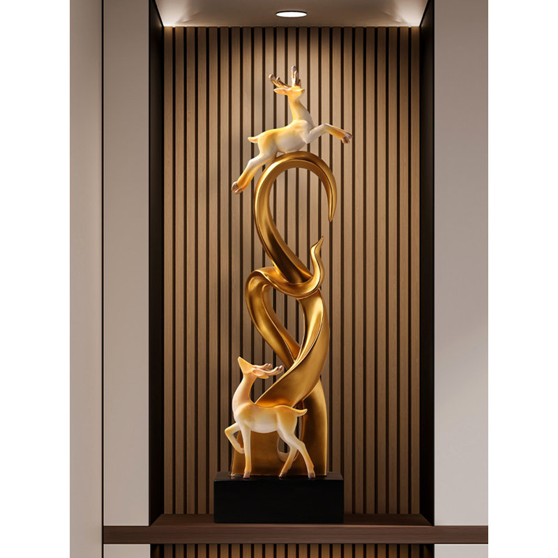 Pièce d'entrée en résine de cerf doré de luxe