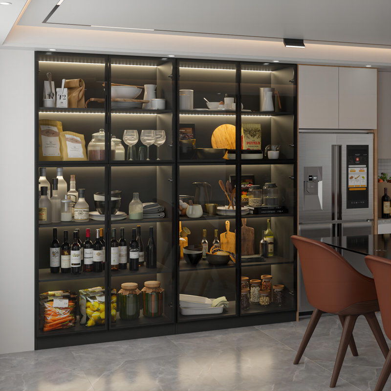 Abeeda Glass Door Dining Cabinet With Lighting