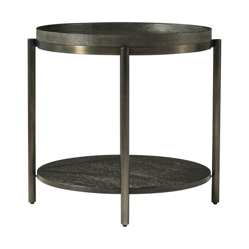 Repose Solid Wood Top End Table, 22" H x 24.25" W x 24.25" D, Charcoal Oak