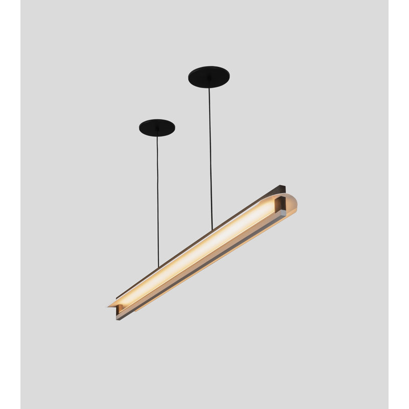 Nubis Linear Pendant - Dark Stained Walnut - Black Canopy - Split Canopy - Integrated LED - 4000K, 2700 K