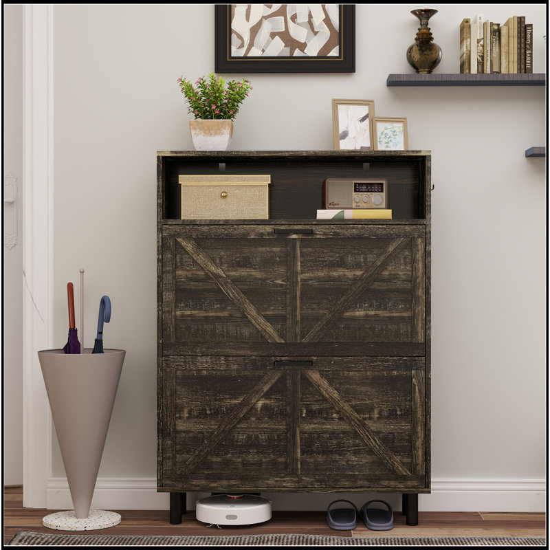Armoire de rangement pour chaussures Farmhouse, Chêne foncé