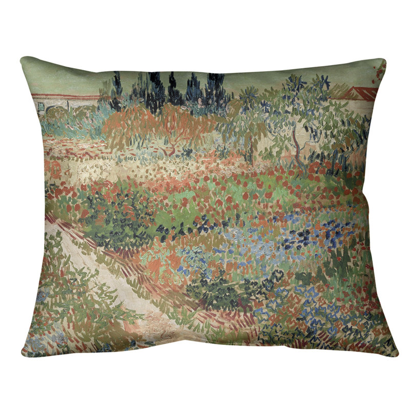 Coussin lombaire bluhender garten mit pfad, 20 po x 14 po, Duvet synthétique, Orange