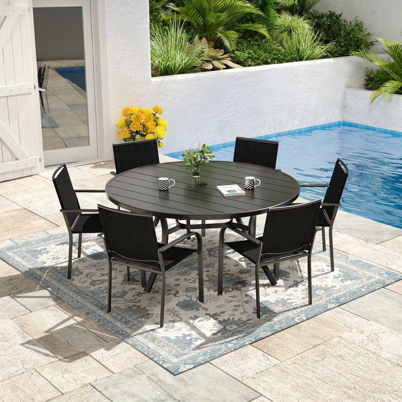 Outdoor Round Dining Table, 28" H x 54" W x 54" D