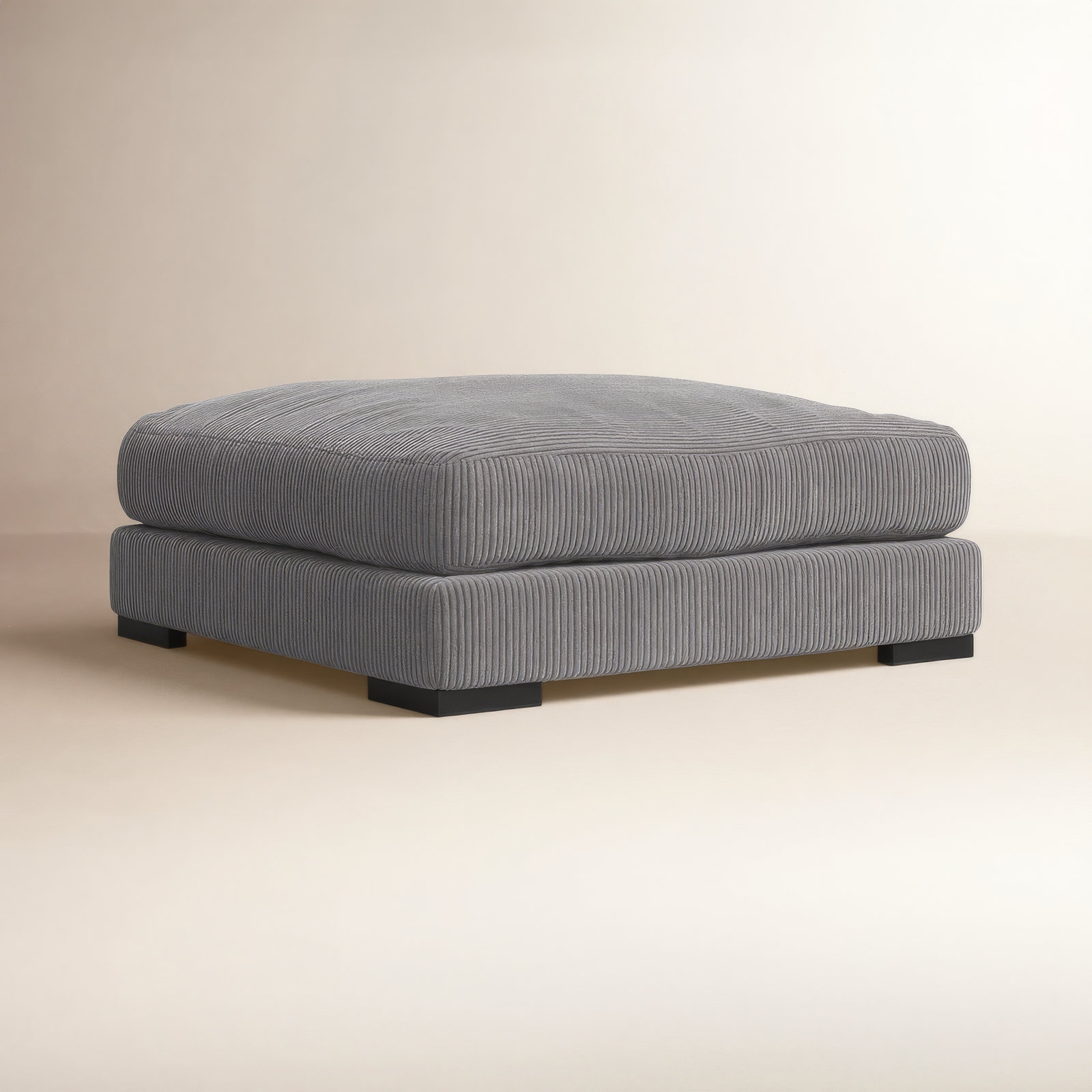 Lonsdale Upholstered Ottoman, Gray Corduroy