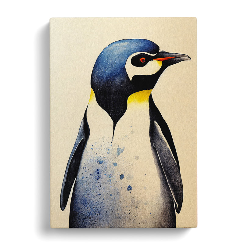 Watercolour Penguin No.4 - Wrapped Canvas, 50cm H x 35cm W x 3cm D