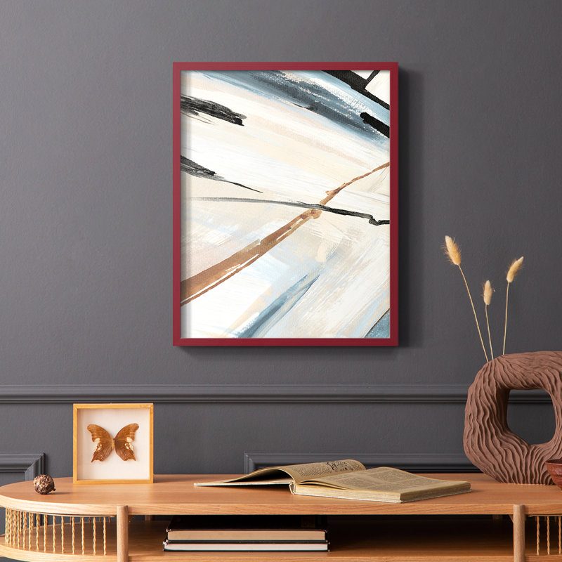«Dancing Wind Revisit II», reproduction encadrée - bois massif, Cadre rouge, H 10 po x l 8 po