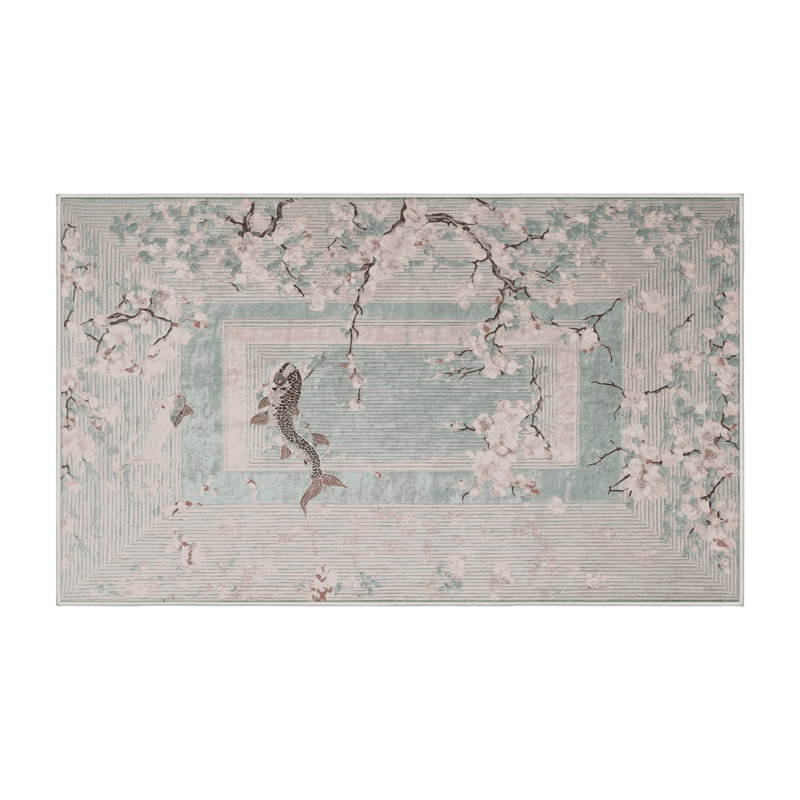 Machine Washable Beige Area Rug, Rectangle 5' x 7'