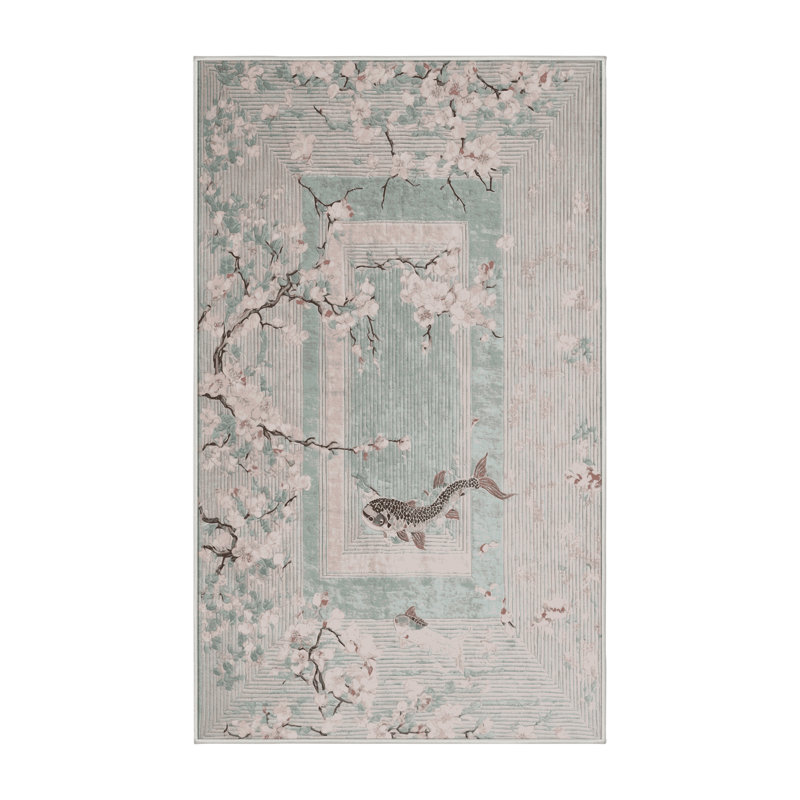 Tapis beige lavable à la machine, Rectangulaire 3 pi x 5 pi