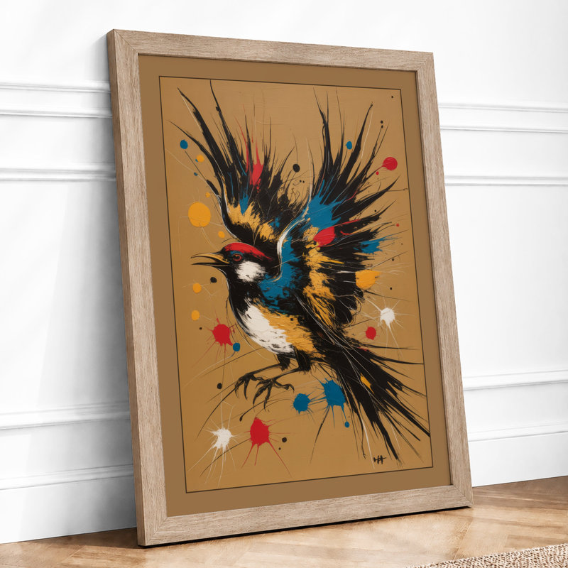 Dynamic Bird In Motion Abstract - Print, A2 - 59.4 x 42.0 cm, Oak