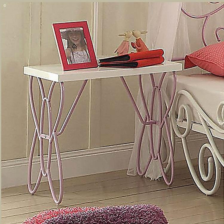 White and Light Purple Bedside Table