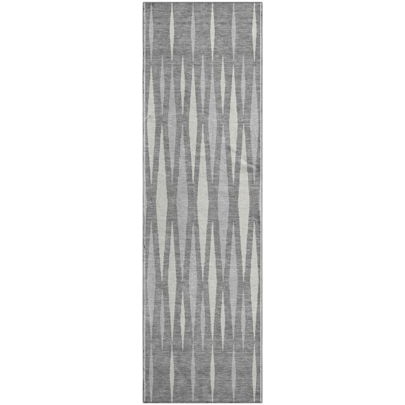 Premium Machine Washable Prisco Gray Rug, Runner 2'3" x 7'6"