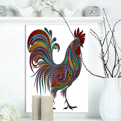 Animal coq avec motifs de couleurs sur toile - Coq 2017
