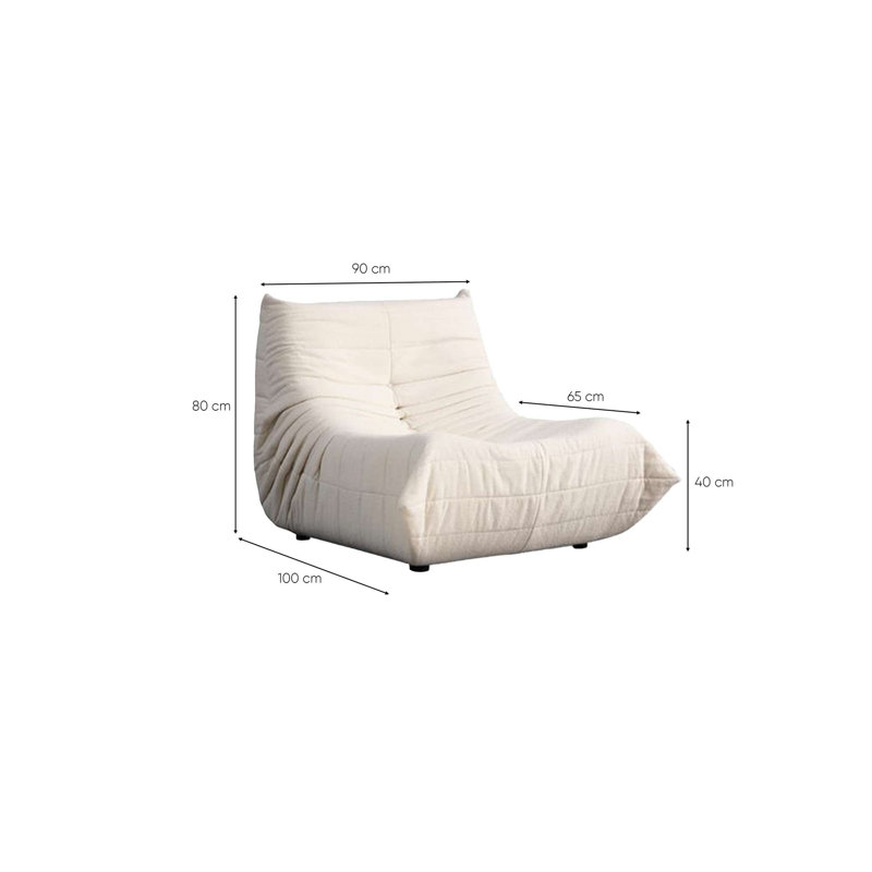Élégant fauteuil à oreilles, blanc, 35,4 x 39,4 x 31,5 pouces | Tissu 100% polyester, 28 mousses en mousse, structure en mousse fixe | Mobilier élégant pour le salon et le bureau, facile à nettoyer, pieds en plastique durables