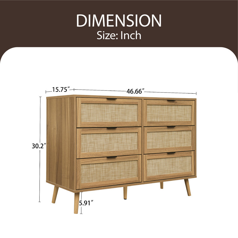 Commode 6 tiroirs Weott, Noyer