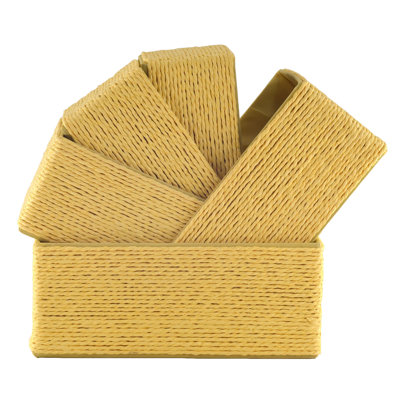 5-Pack Decorative Storage Baskets Stackable Woven Basket with Fabric Liner