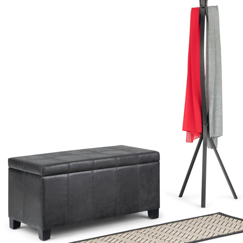 Repose-pieds rectangulaire avec rangement relevable Dover, Noir patiné