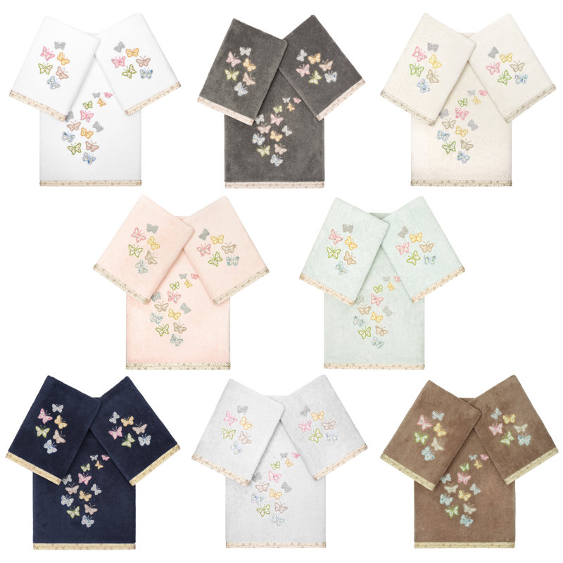 Ensemble de serviettes 100% coton turc, Rosé, Ensemble 3 serviettes de bain