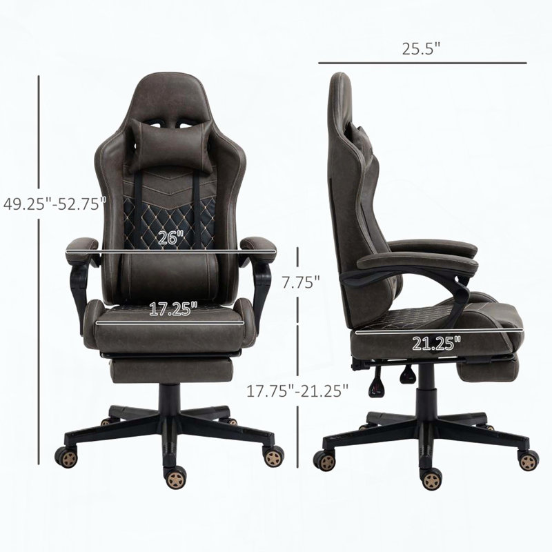 Fauteuil de jeu de course avec similicuir diamant et repose-pieds