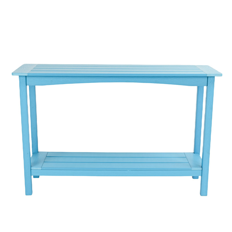 Outdoor 48'' Patio HDPE Adirondack 2-Tier Shelf Console Table, Rectangular Table Side Table, All-Weather Resistance, Blue