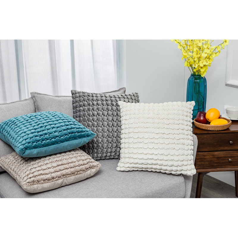 Housse de coussin carré en velours et insert, bleu