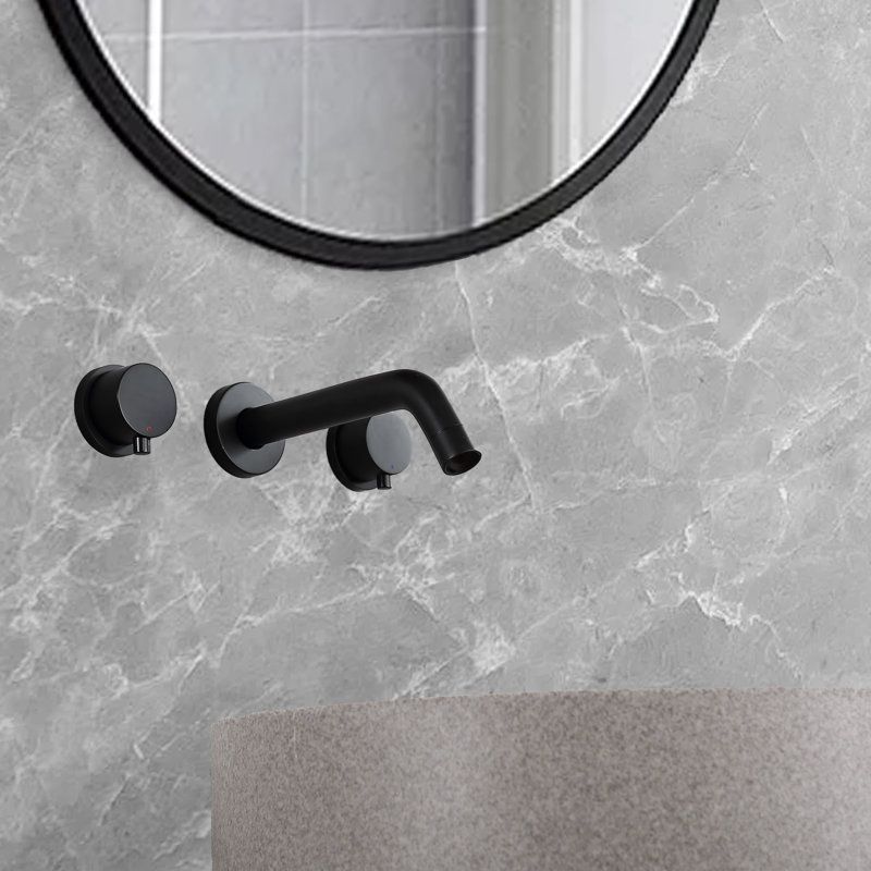 Robinet de lavabo de salle de bain mural en laiton massif 8 po x 8,23 po