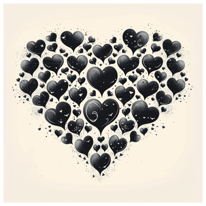 Hearts Throw Pillow, Abstract Double Sided Pillows, 20 x 20 inches