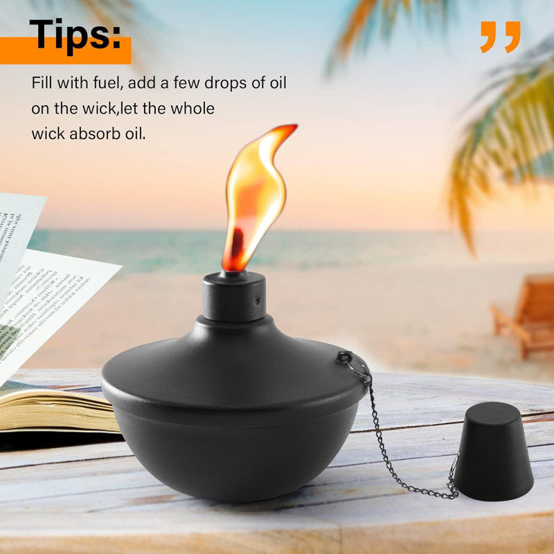 2-pack Metal Tabletop Torches 22oz Refillable Citronella Flame Lanterns
