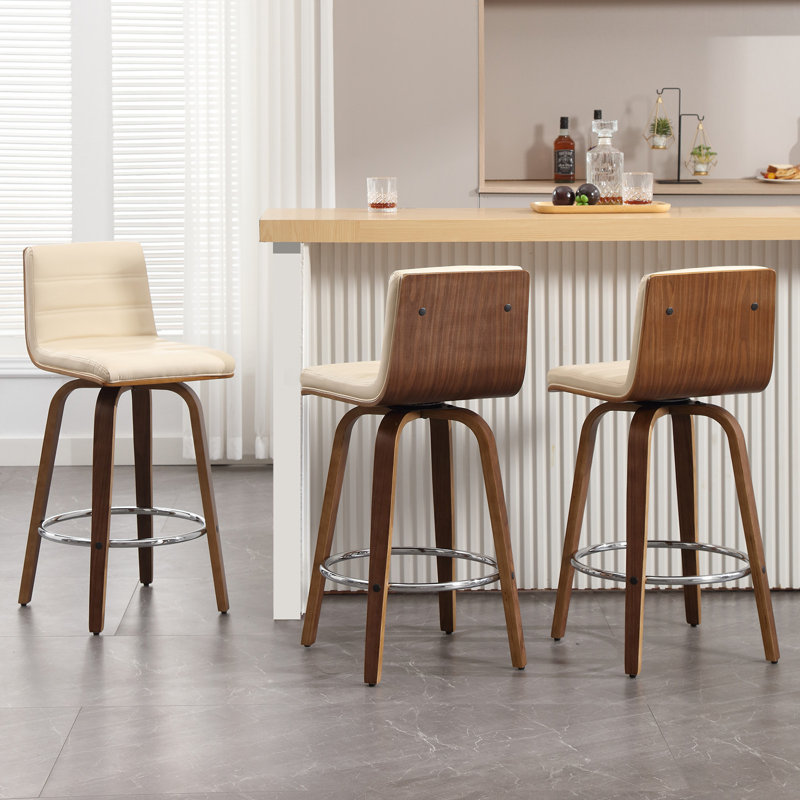 Tabouret de bar et de comptoir pivotant rembourré, Tabouret de comptoir (siège d'une hauteur de 26 p, Blanc