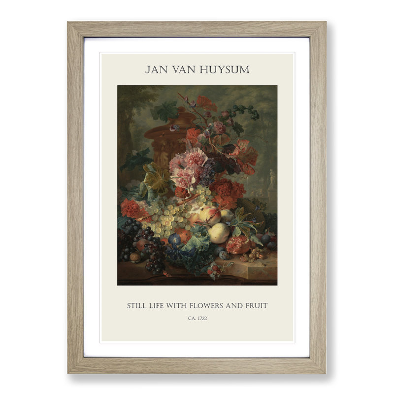 Still Life With Flowers And Fruit Vol.4 by Jan Van Huysum - Single Picture Frame Print, 65cm H x 48cm W x 2cm D, Oak Framed