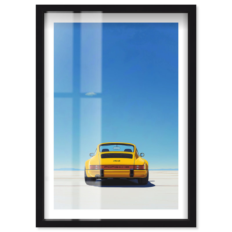 «Yellow Car Shadowbox» par Notoriart, H 31 po x l 21 po, Noir