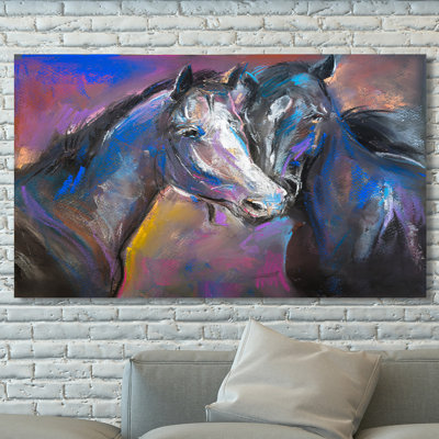 « pastel portrait of a couple cheval ii », reproduction d’art sur toile tendue