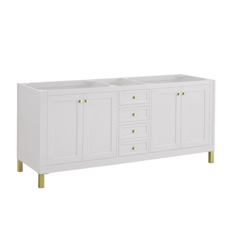 Chicago 72'' W Double Vanity, Glossy White, Phantome Eclos, 8" Widespread