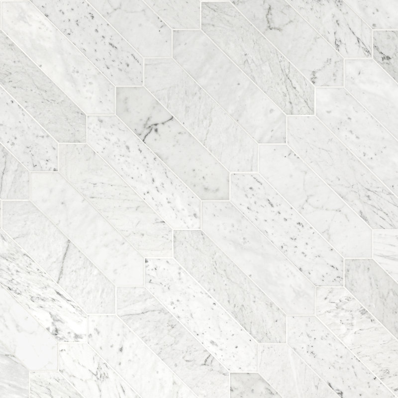 Carrara White Spire 11 in. x 12 in. Honed Marble Mosaic Floor and Wall Tile