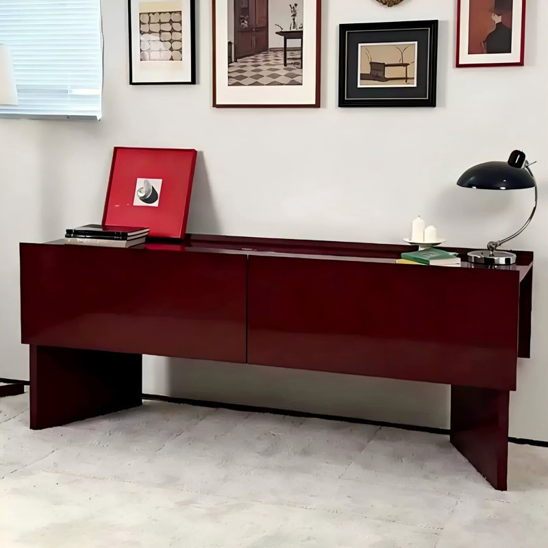 Console italienne de minimalisme moderne italien, H 30,7 po x l 78,7 po x P 15,7 po, Rouge foncé, Rouge foncé, Rouge foncé